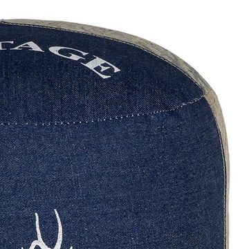 WOMO-DESIGN Pouf Sitzhocker handgefertigt mit Baumwolle Füllung Fußhocker, Sitzwürfel Natur/Blau aus Segeltuch/Jeans Runder Sitzkissen 35x43cm
