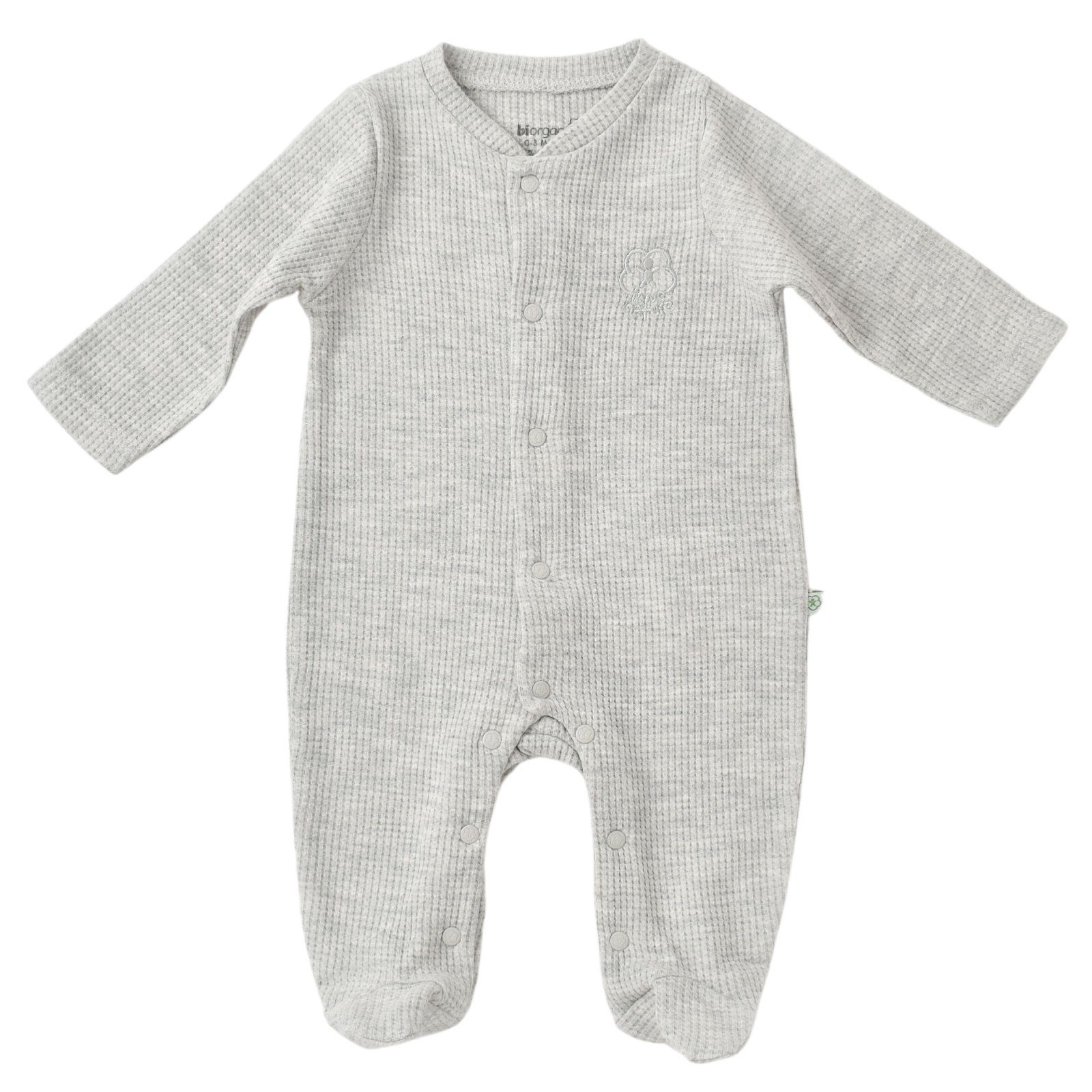 biorganic Strampler Baby Nature In Waffle mit Fuß für Jungen und Mädchen Unisex Langarm (1-tlg) geknöpft, 100% Bio-Baumwolle, Waffelstruktur