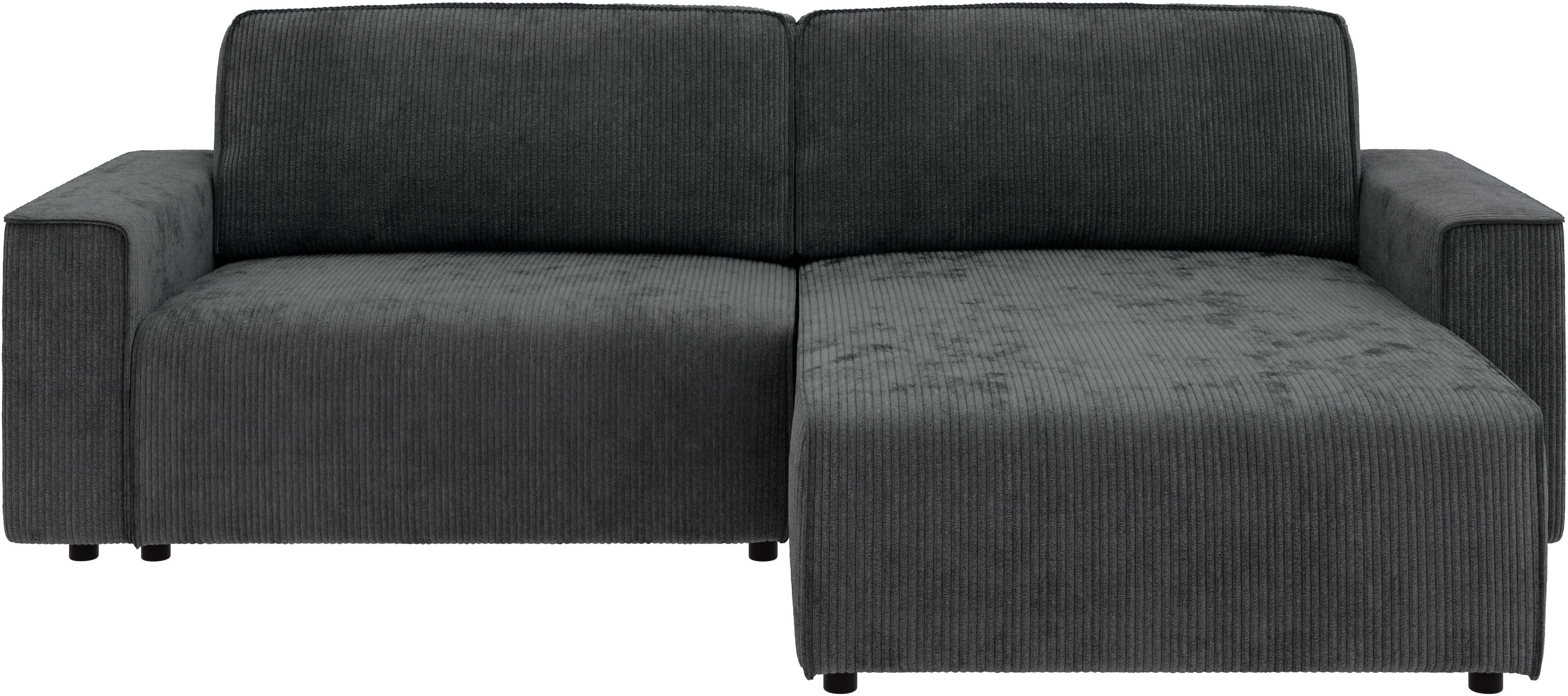 Home affaire Ecksofa Chance, Recamiere beidseitig montierbar, Schlaffunktion, Breite 265 cm, in Cordstoff HYPER, mit Schlaffunktion und Bettkasten