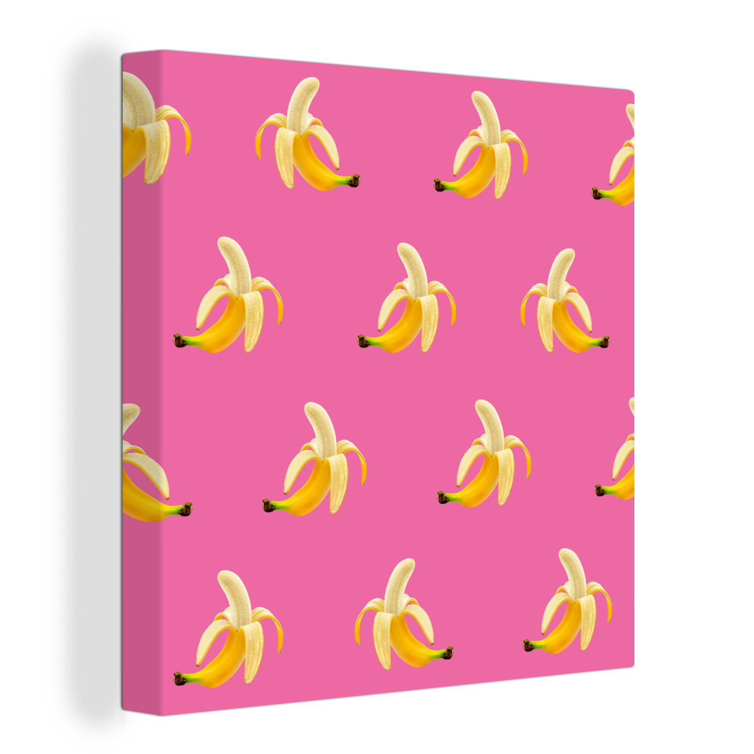 OneMillionCanvasses® Leinwandbild Banane - Muster - Rosa, (1 St), Leinwand Bilder für Wohnzimmer Schlafzimmer