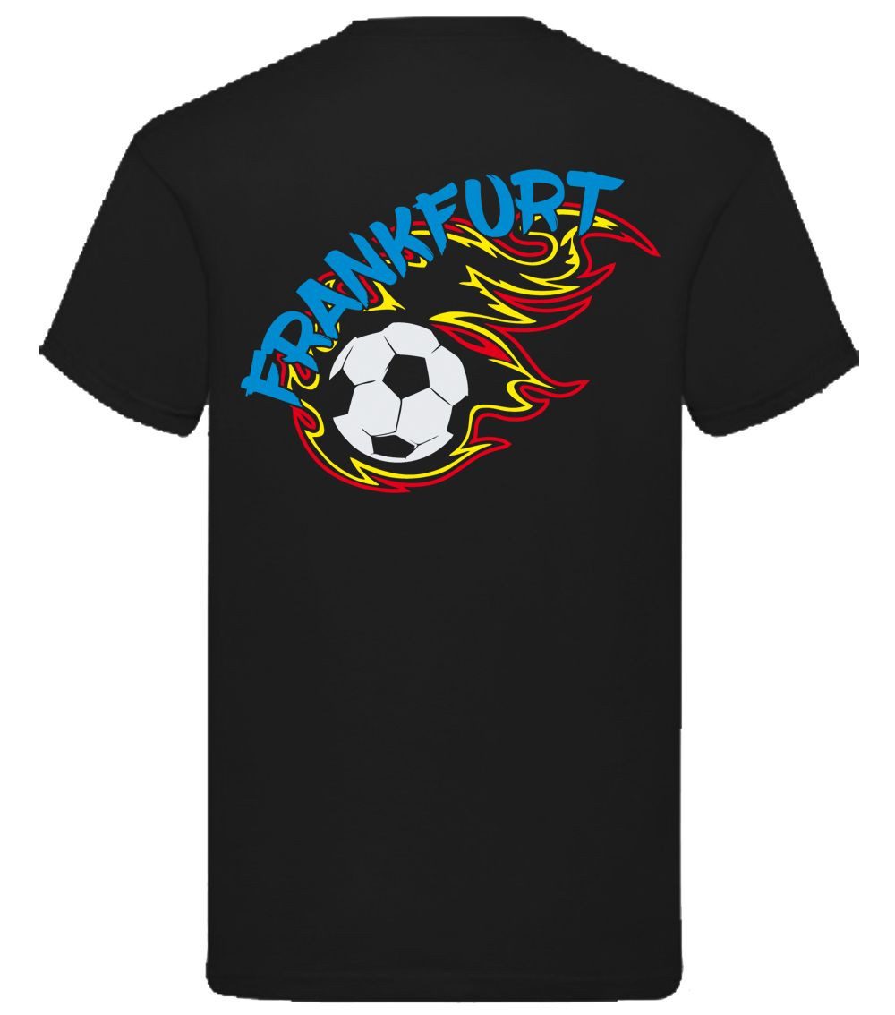 G-graphics T-Shirt Frankfurt in flames – Feuer-Fussball (blau) – mit Front- & Backprint (1-tlg) Herren T-Shirt mit einem Motiv für den echten Fan