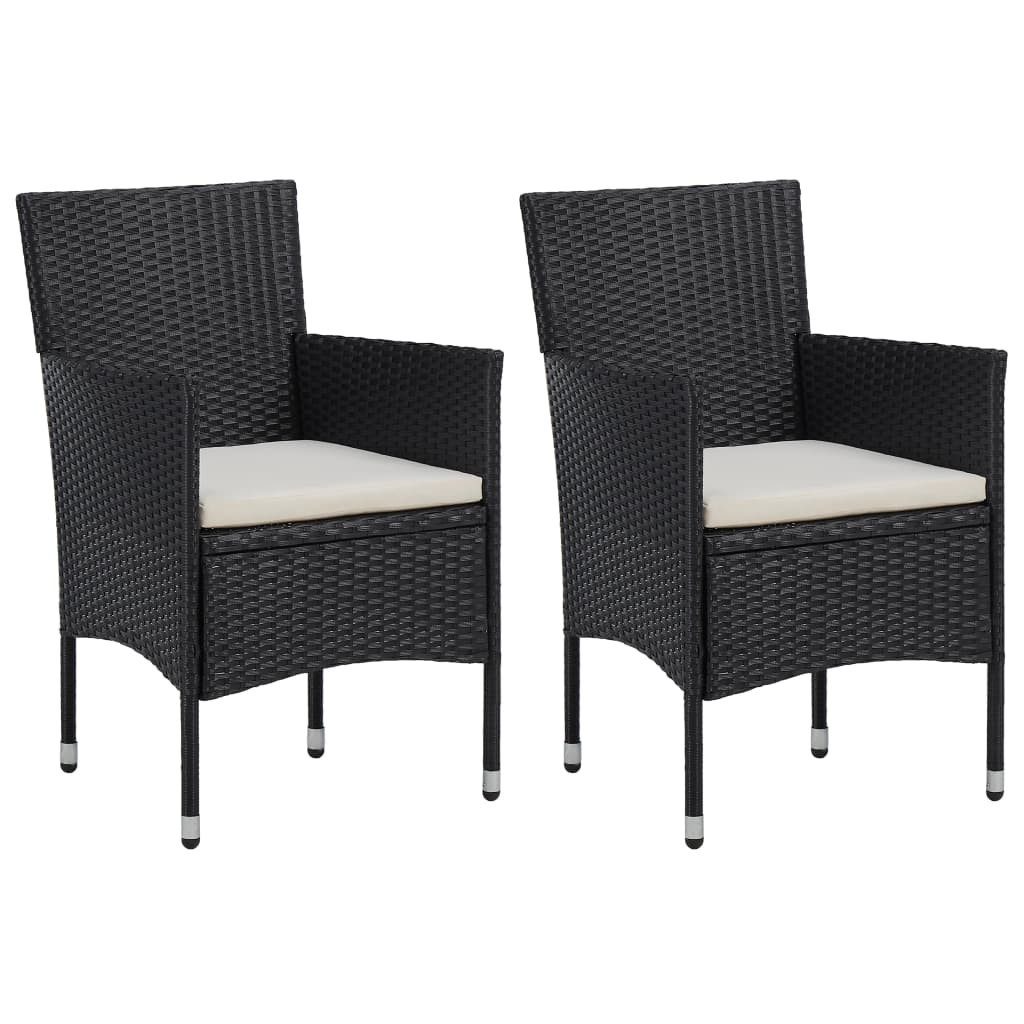 furnicato Gartenstuhl Garten-Essstühle 2 Stk. Poly Rattan Schwarz (2 St)