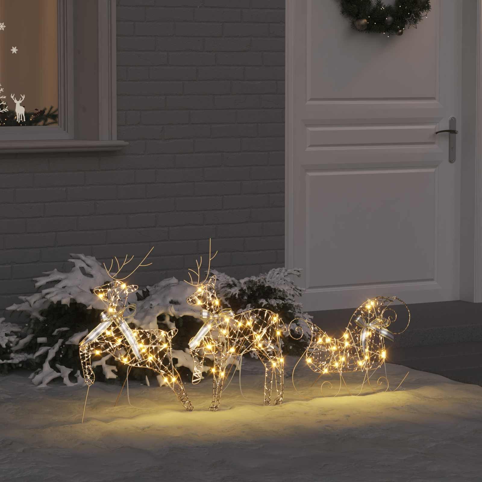 vidaXL Christbaumschmuck LED Rentiere mit 60 LEDs 3 pcs Warmes Weiß PET (3-tlg)