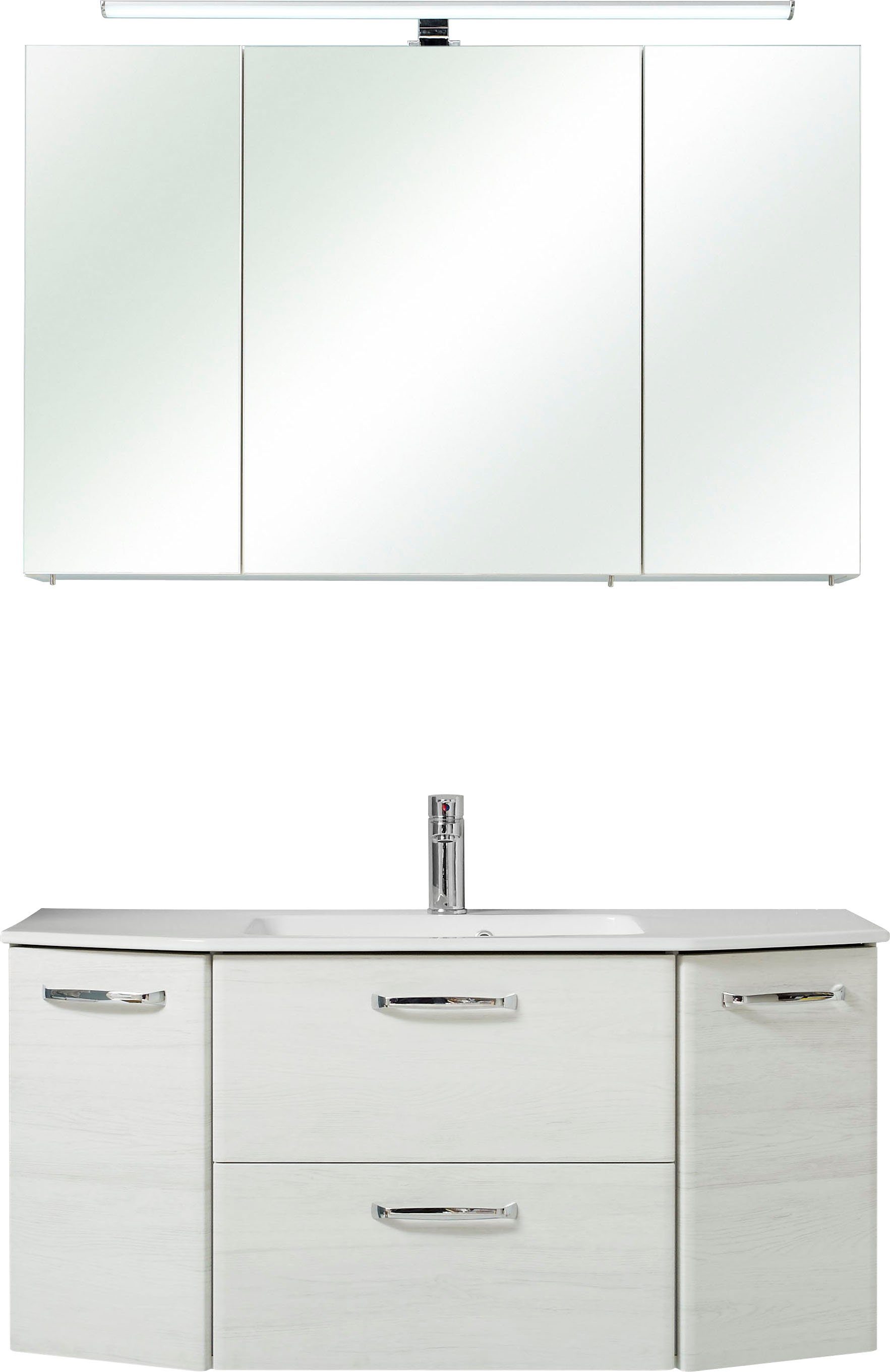 Saphir Badmöbel-Set Quickset 2-teilig, Keramik-Waschtisch mit LED-Spiegelsc günstig online kaufen