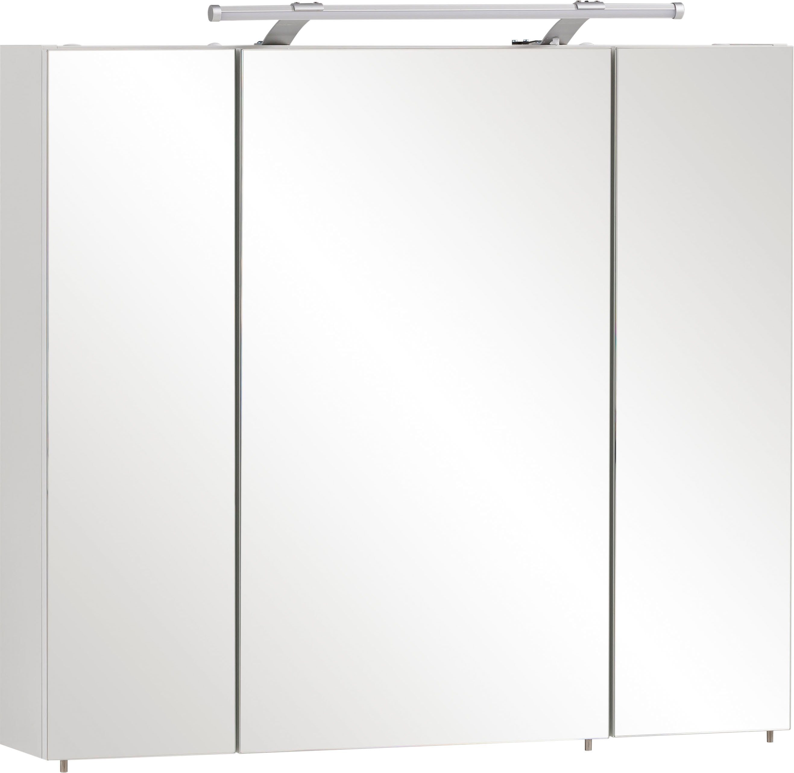 Schildmeyer Spiegelschrank Dorina, mit höhenverstellbaren Glasböden made in Germany Breite 70 cm, 3-türig, LED-Beleuchtung, Schalter-/Steckdosenbox