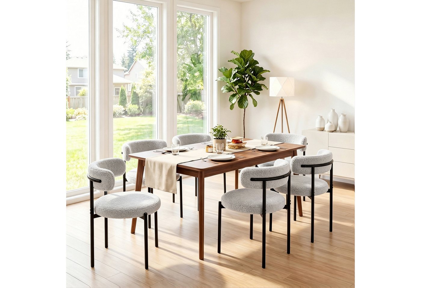 oyajia Esszimmerstuhl Polsterstuhl mit Metallgestell, Wohnzimmerstuhl, Küchenstuhl Runder (mit Rückenlehne), für Wohnzimmer, Esszimmer