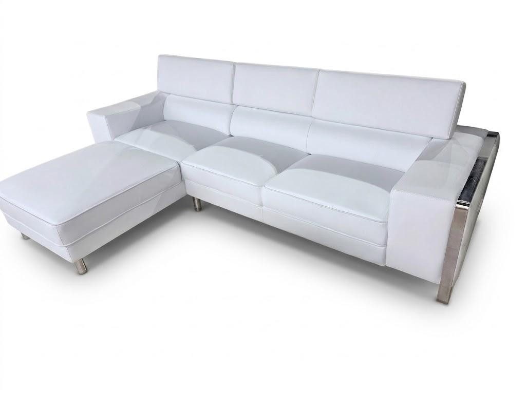JVmoebel Ecksofa Luxus Ecksofa L Form Weiss Modern Ledersofa Eckcouch Ottoname Sofort, 1 Teile