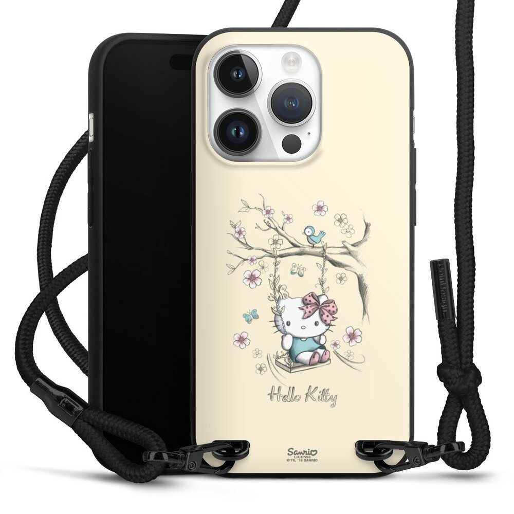 DeinDesign Handyhülle Hello Kitty Fanartikel Offizielles Lizenzprodukt Hello Kitty Natur, Apple iPhone 14 Pro Premium Handykette Hülle mit Band Cover mit Kette