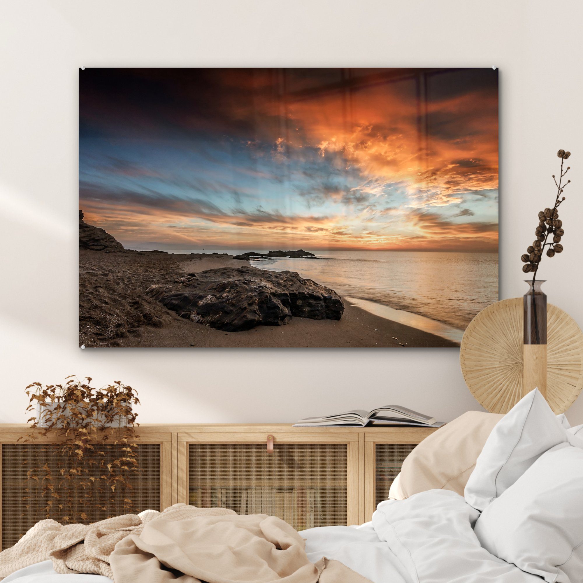 - & Acrylglasbilder Schlafzimmer (1 St), MuchoWow Strand, Meer Luft - Wohnzimmer Acrylglasbild