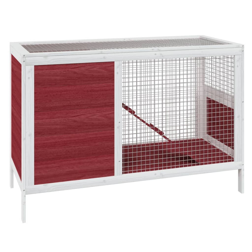 Kleintierkäfig Kaninchenstall Mokka 103x44x69,5 cm Massivholz Kiefer