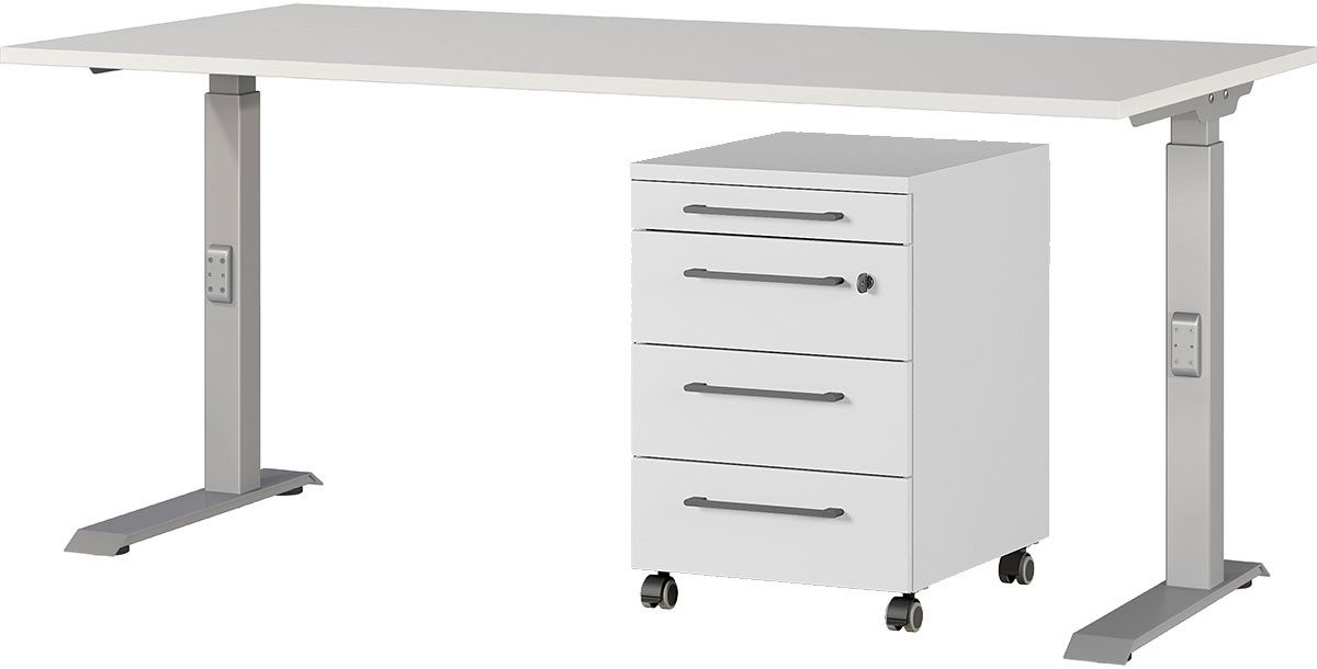 GERMANIA Büromöbel-Set Agenda, (2-tlg., 2-tlg), Set bestehend aus höhenverstellbarem Schreibtisch und Rollcontainer