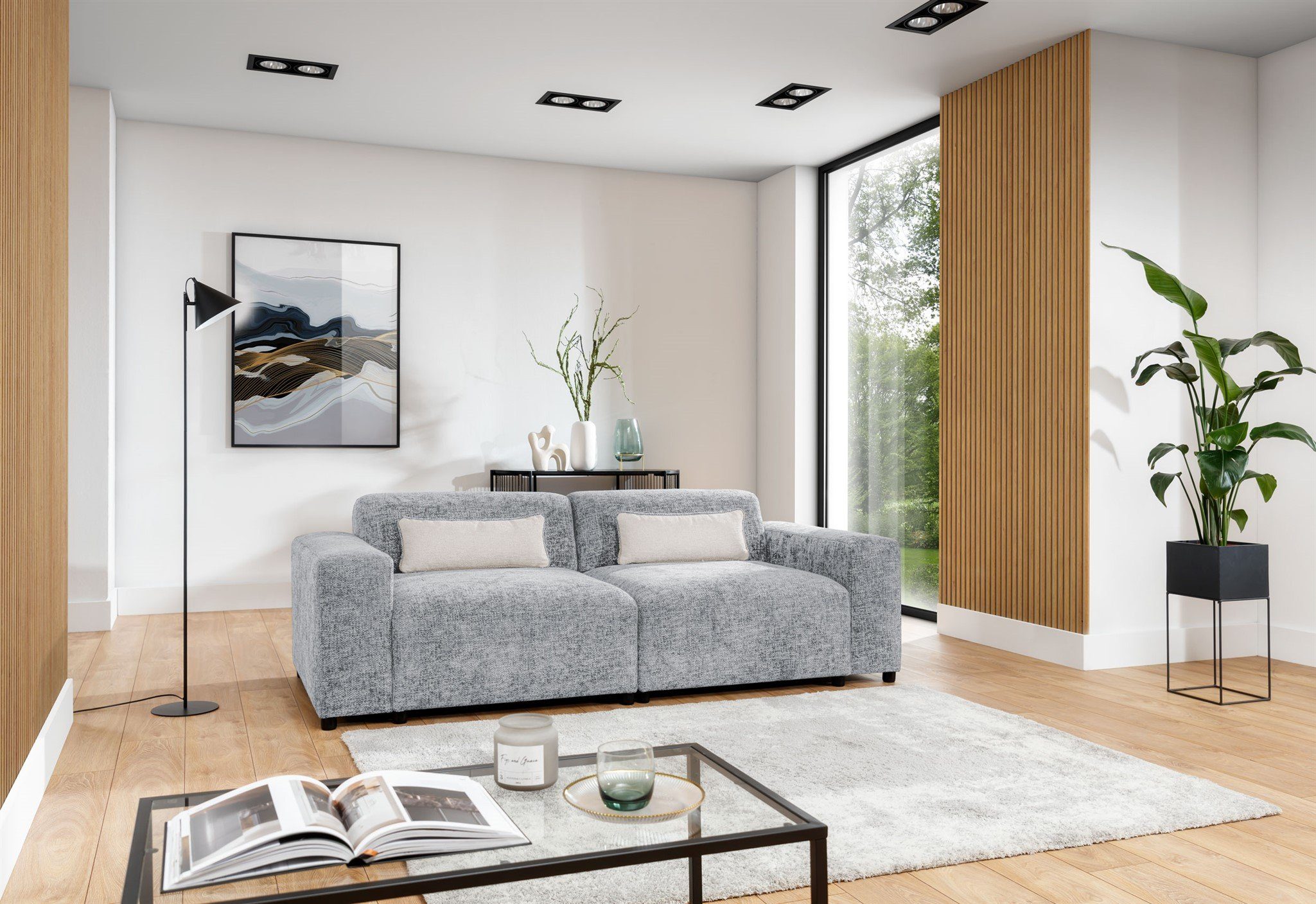 Fun Мебель Sofa Designersofa ROMY 2-Sitzer in Stoff Enjoy Me, Inkl. 2 Zierkissen