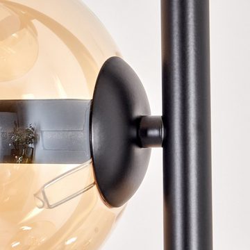 hofstein Stehlampe Stehlampe aus Metall/Glas in Schwarz/Bernsteinfarben, ohne Leuchtmittel, Leuchte mit Glasschirmen (15cm),Schalter, 4 x E14, ohne Leuchtmittel