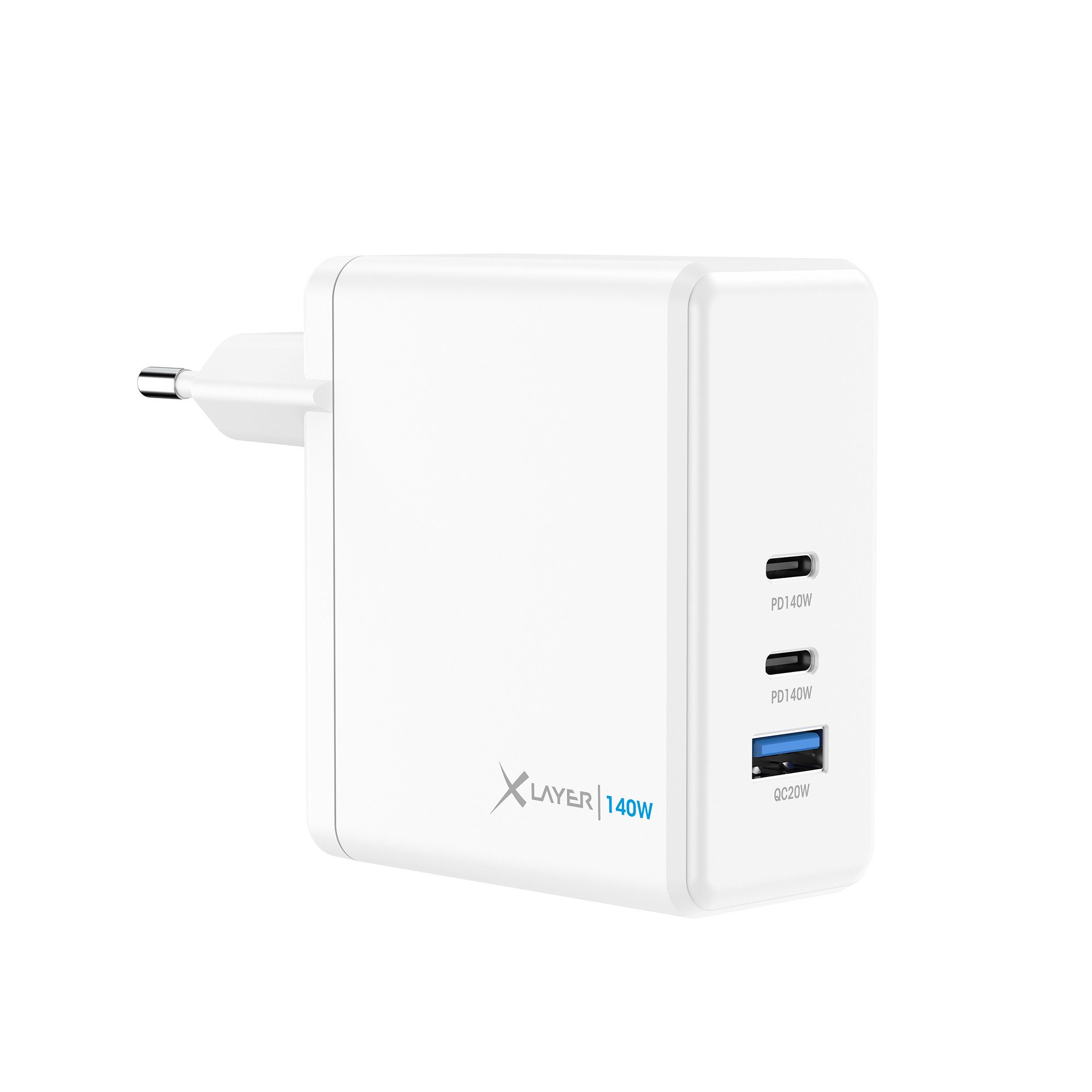 Powercharger USB-C Schnellladegerät I 140W PD I GaN Charger I 3-Port Smartphone-Ladegerät