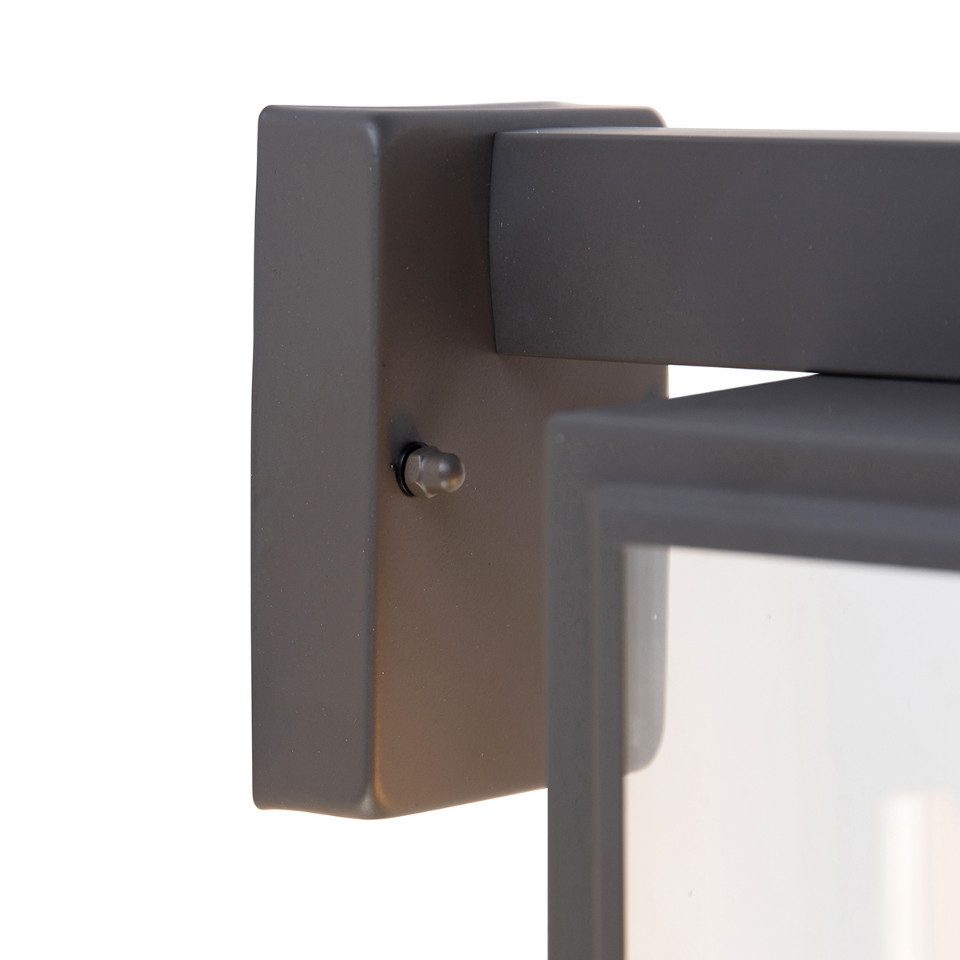 Qazqa Außen-Wandleuchte Sutton, Dimmbar, LED wechselbar, Extra-Warmweiß, QAZQA Außen Wand­leuchte, e27, Dunkelgrau, Edelstahl, Landhaus