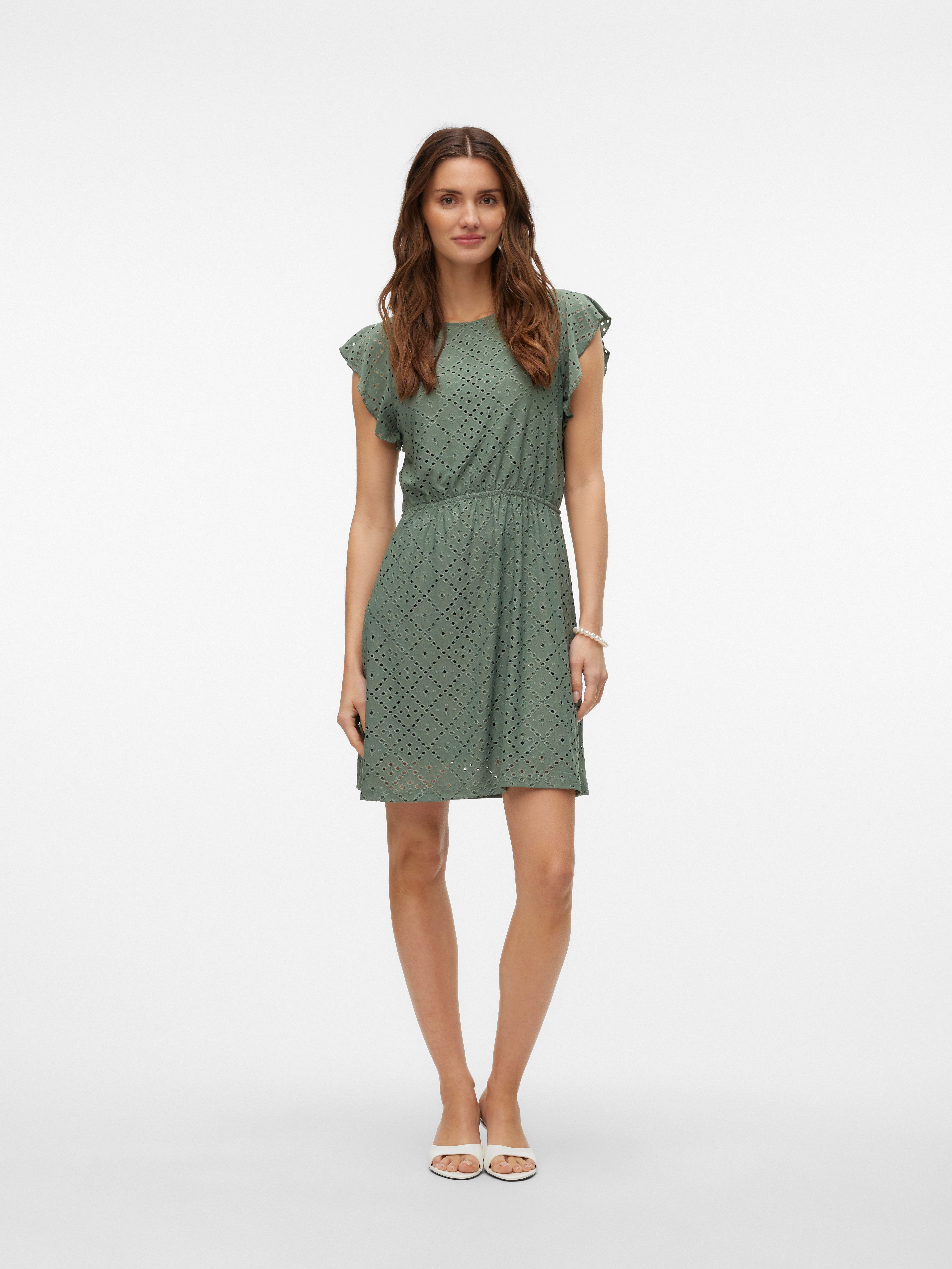 Vero Moda Minikleid VMTASSA SL FRILL SHORT DRESS JRS NOOS Materialmix, regular fit