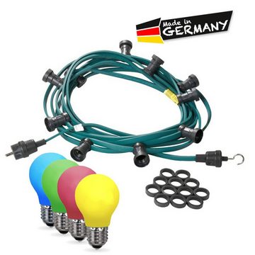 SATISFIRE Lichterkette Illu-/Party 10m Außenlichterkette Germany 20 bunte LED Tropfenlampen, 20-flammig