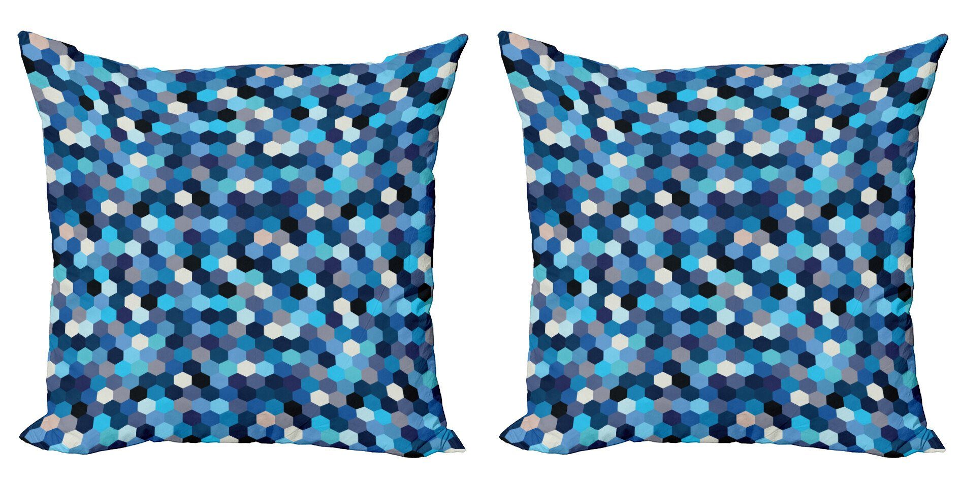 Blau Modern Accent (2 Doppelseitiger verschwommen Digitaldruck, Abakuhaus rectangulars Weiss Stück), Kissenbezüge