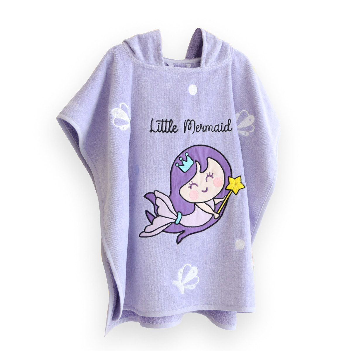 MILK&MOO Poncho Milk&Moo Little Mermaid Badeponcho für Kinder – Lila, weich & saugfähi (1-St)