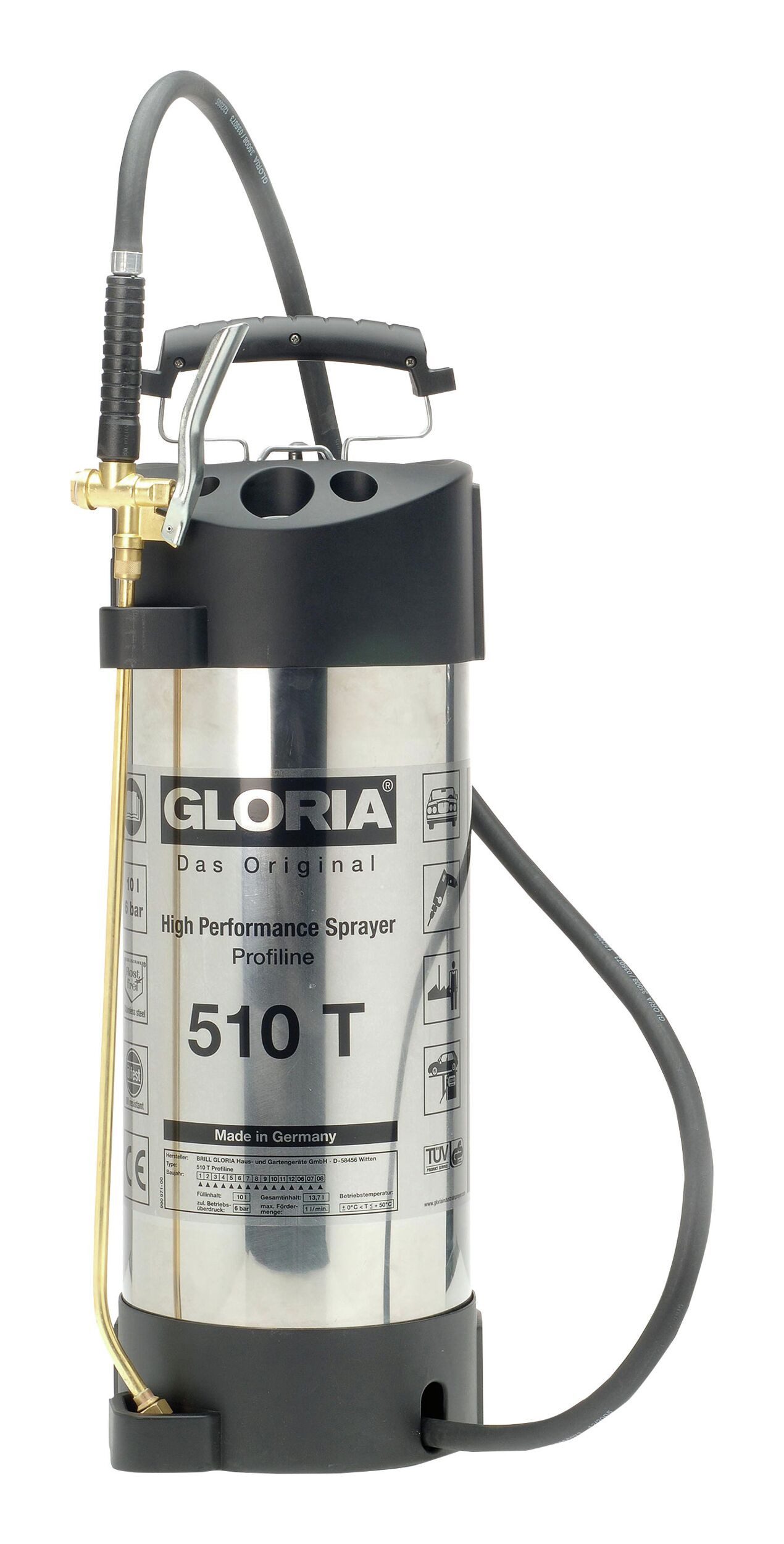 Gloria Garten Drucksprühgerät, Reinigungsgerät Profiline 510 T