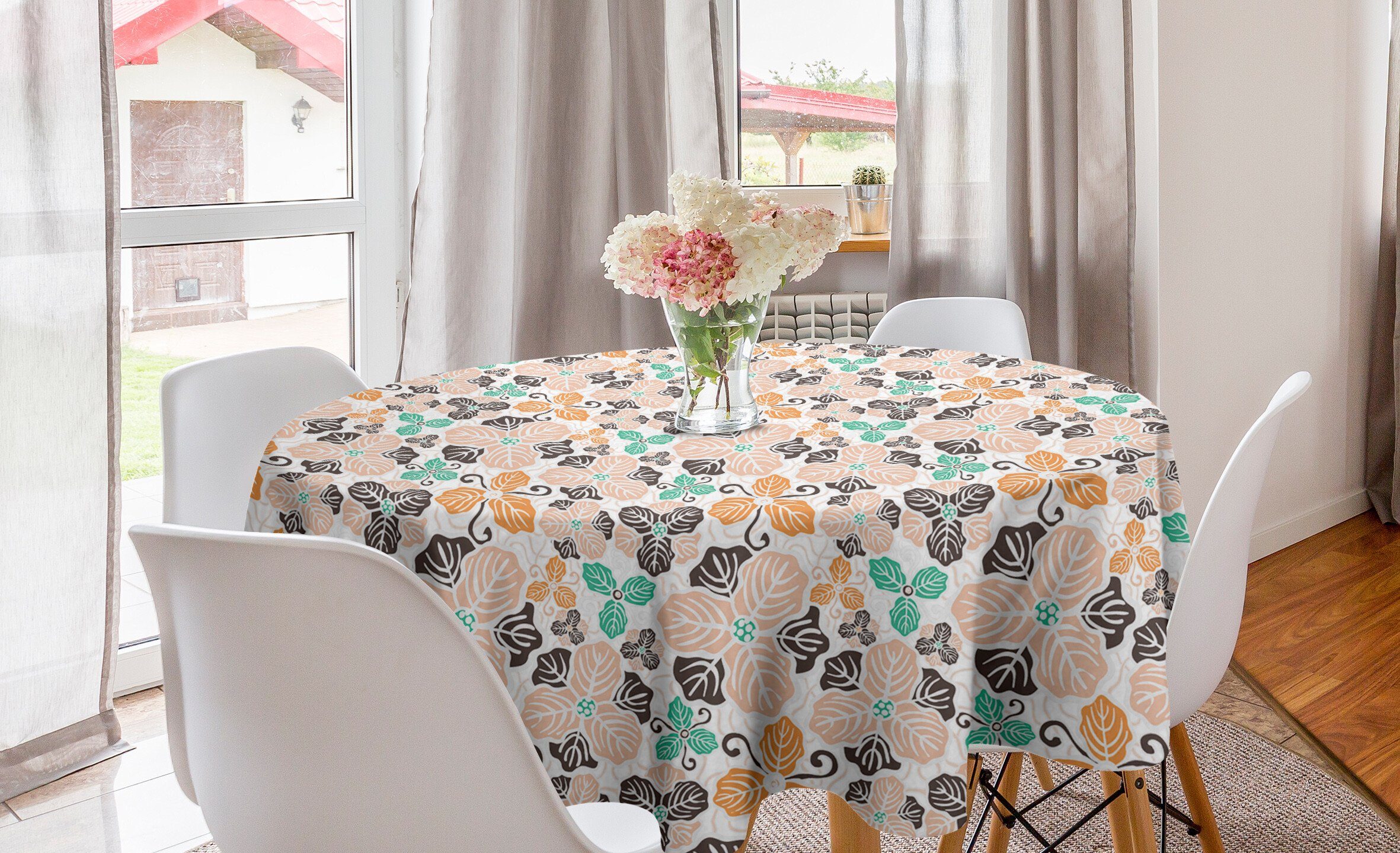 Abakuhaus Tischdecke Kreis Tischdecke Abdeckung für Esszimmer Küche Dekoration, Blumen Abstract Spring Garden