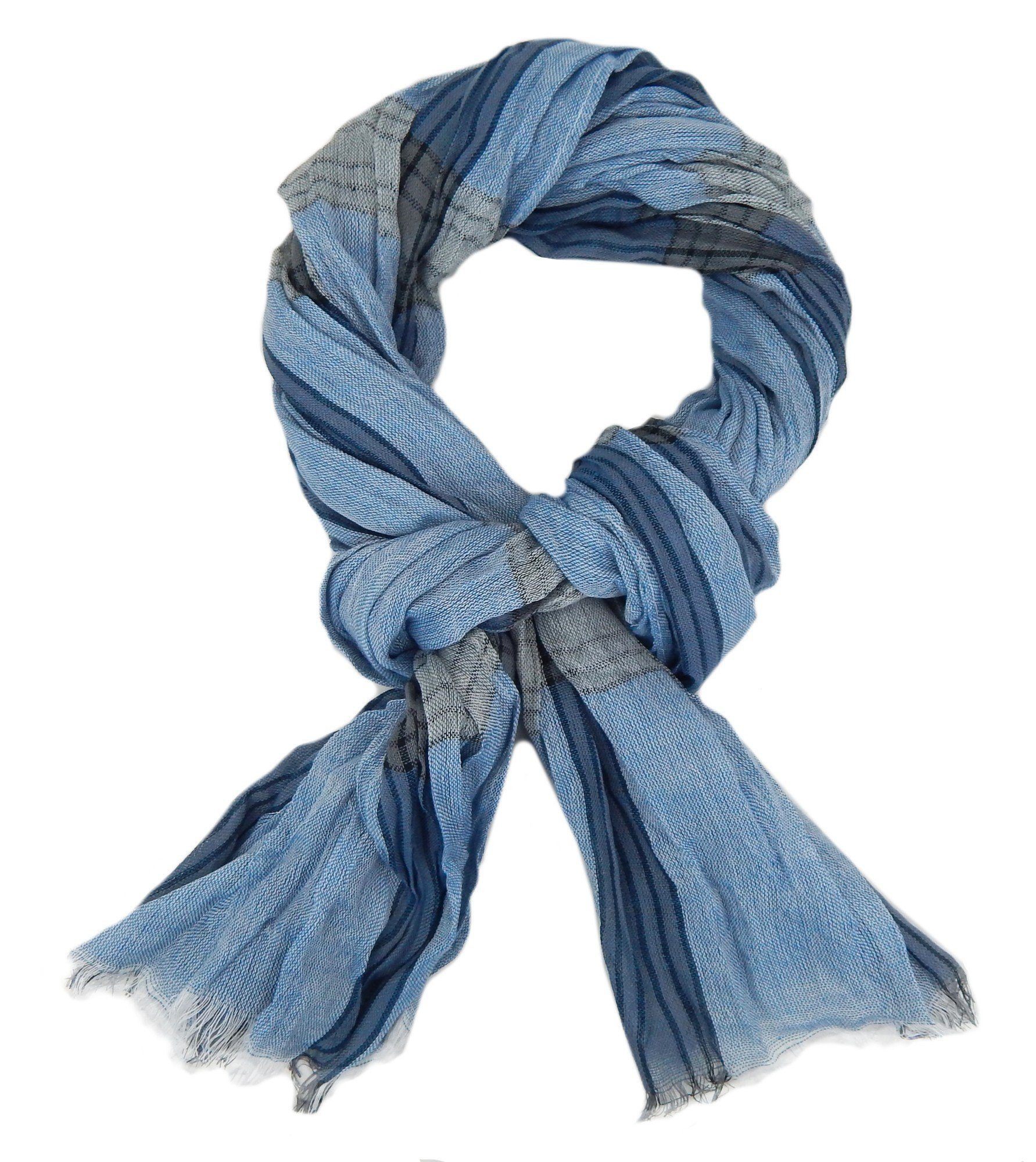 Ella Jonte Modeschal, leichter weicher Viskoseschal mit Streifenmuster & Fransen