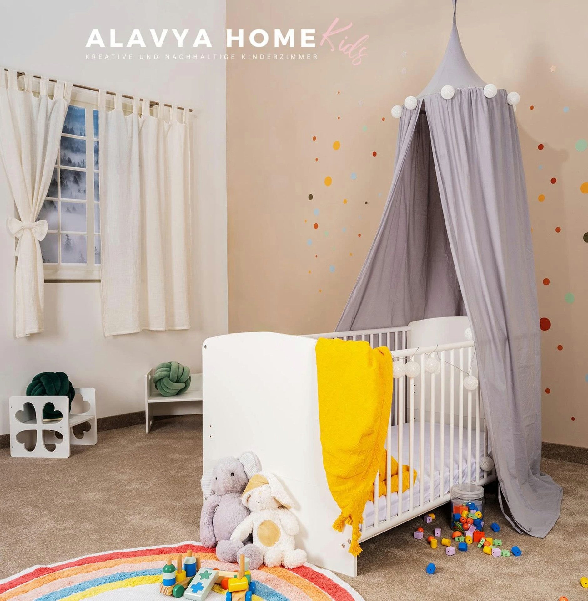 Alavya Home® Dekoobjekt Alavya Home Baldachin Betthimmel 250x50 cm Bio-Musselin Baumwolle - Gr