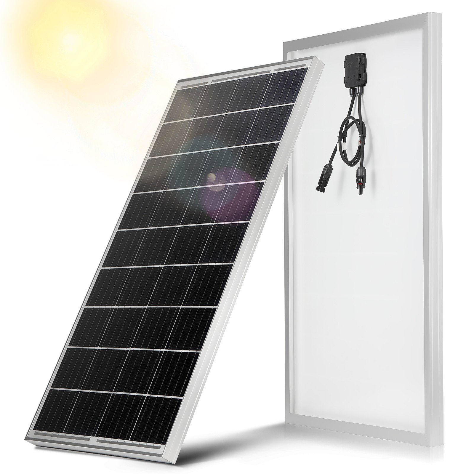 LETGOSPT Solarmodul 100W / 150W 18V Solarmodul Monokristallin Solarpanel Photovoltaik, IP67 Wasserdichte, Ideal zum Aufladen von Batterien Wohnmobil Garte 100W-1 | Solarmodule