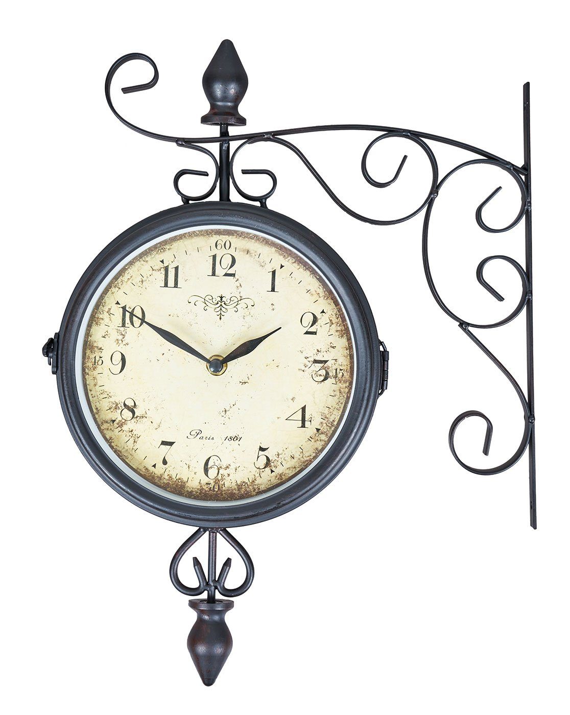 Levandeo® Wanduhr (Wanduhr H31cm Metall doppelseitige Bahnhofsuhr Retro Ant günstig online kaufen