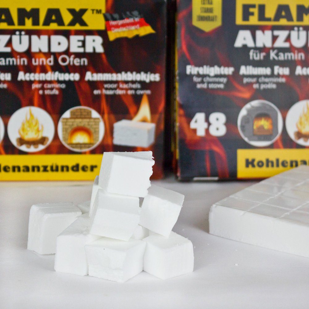 FLAMAX Grillanzünder 288 x Anzündwürfel Kaminanzünder Kohleanzünder Grillanzünder Ofen