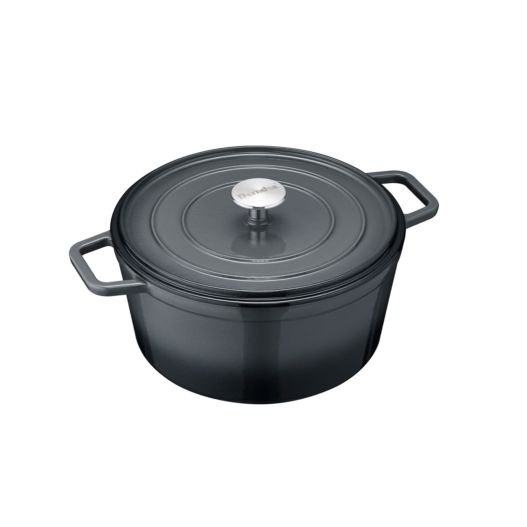 Berndes Bräter 26 cm, rund, Gusseisen, schwarz/grau - b.iron, Eisenguss