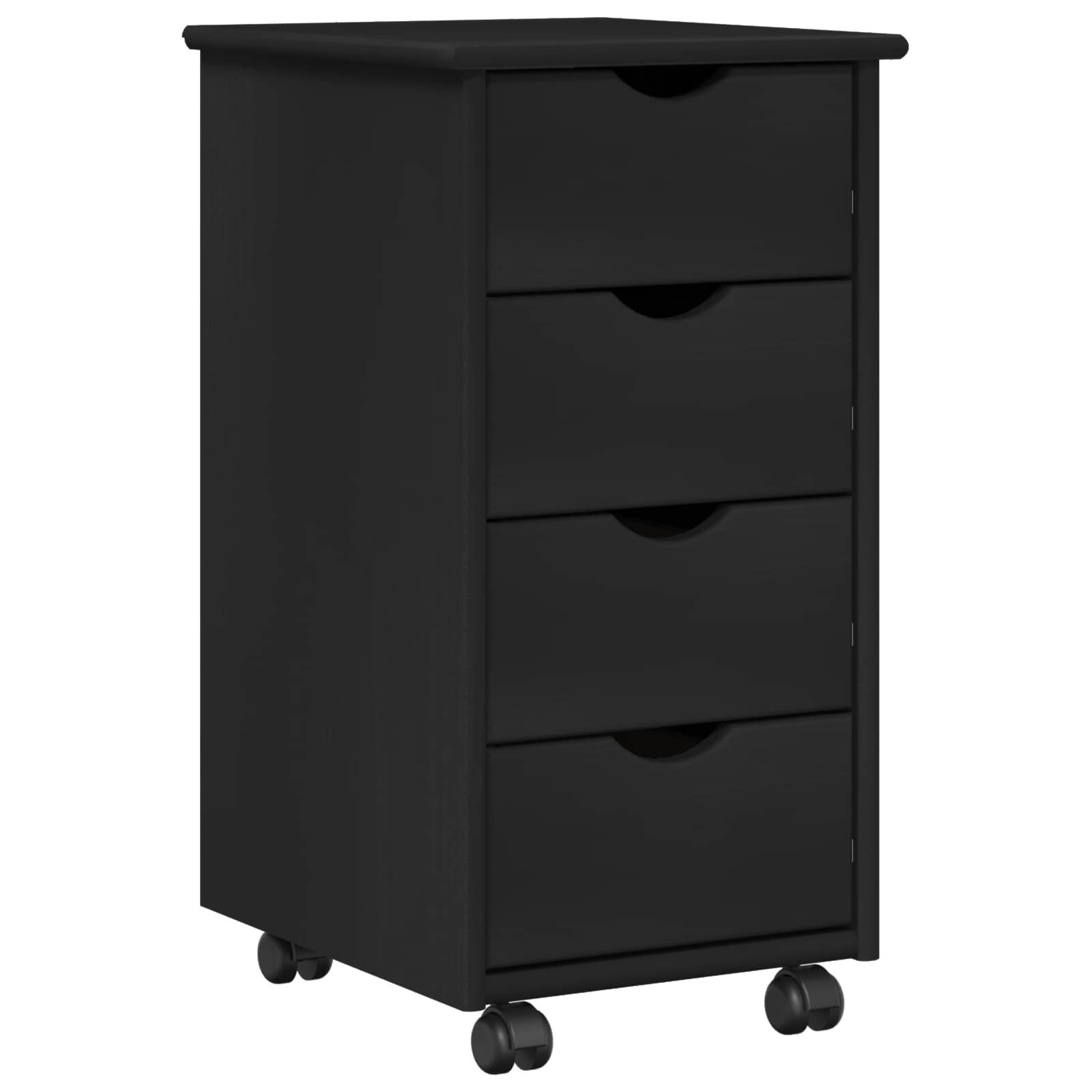 vidaXL Schranksystem Rollschrank 34 x 39 x 65,5 cm Massivholz Kiefer Schwarz (1-St)