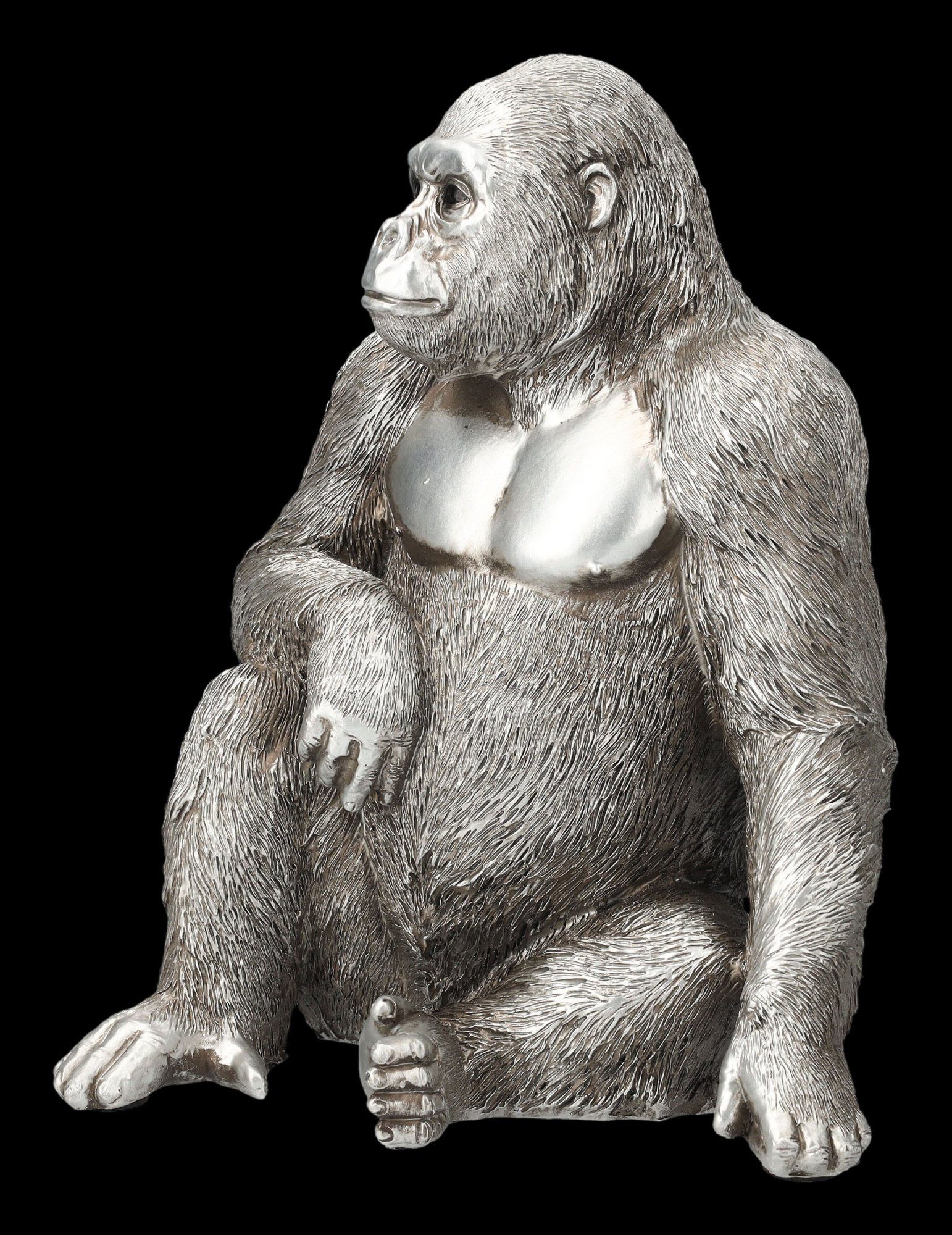 Dekofigur Affe Shop GmbH Dekofigur - - Tier Antik-Silber Figuren Figur Gorilla