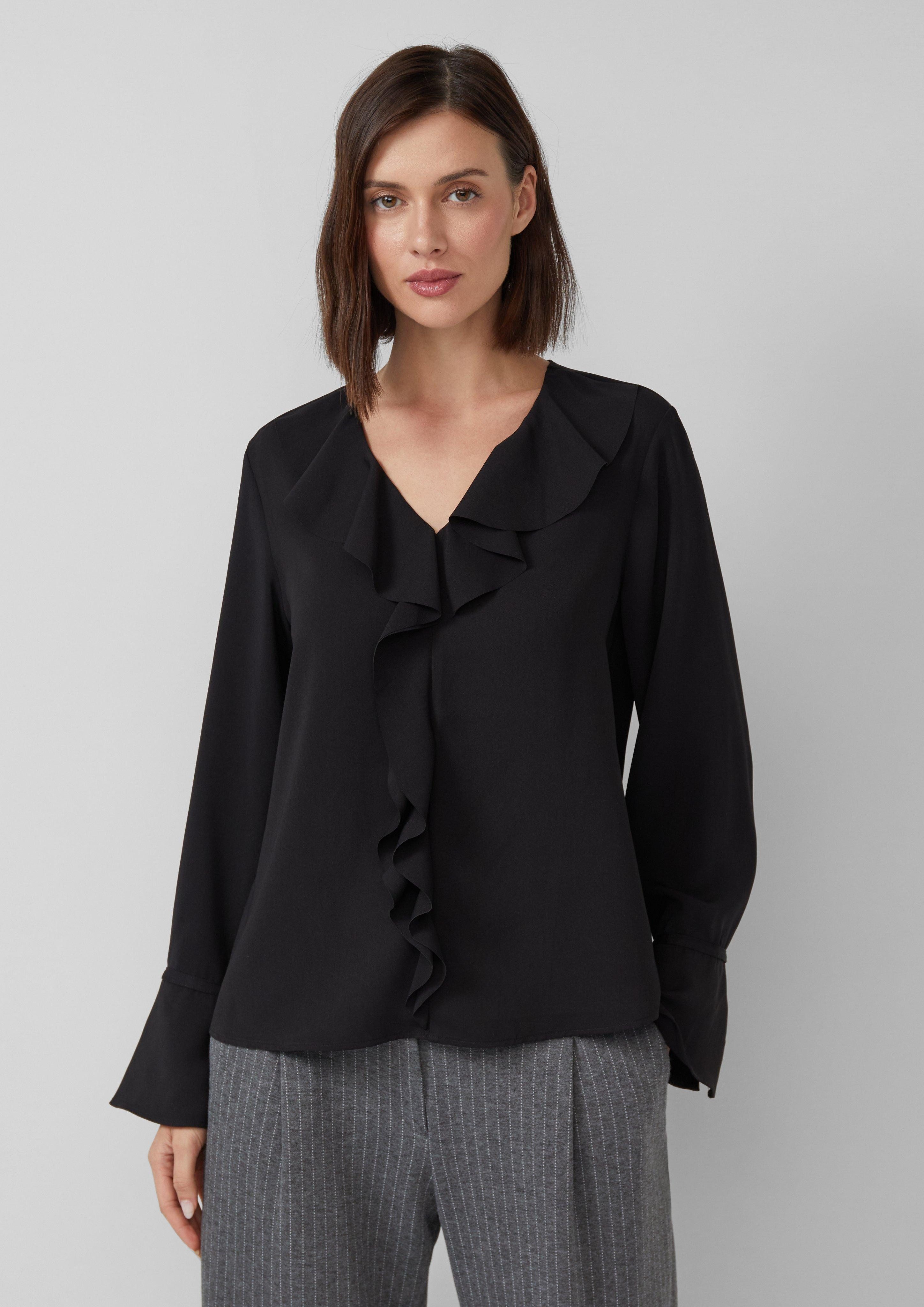 s.Oliver BLACK LABEL Langarmbluse Volant-Bluse mit günstig online kaufen