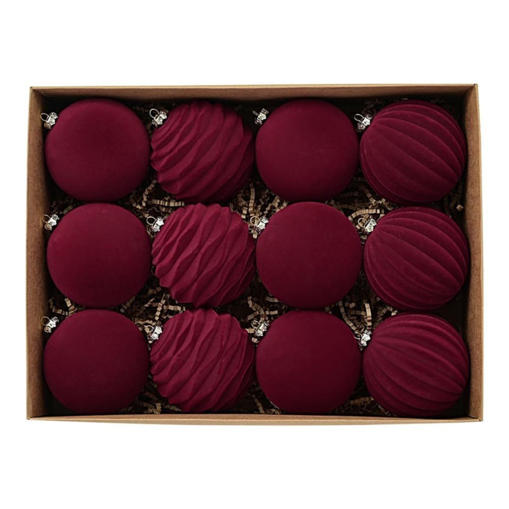 Coonoor Weihnachtsbaumkugel Новогодние шары, 12 Stücke Новогодние шары Samt Set (12 St), Christbaumkugeln Set, Weihnachtsdeko Innen Aussen