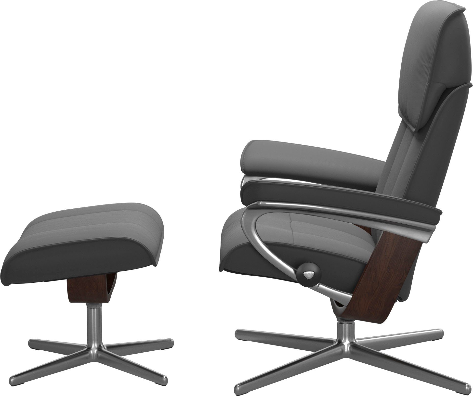 Stressless® Relaxsessel Admiral (Set, Relaxsessel inkl. Hocker), mit Cross Base, Größe M & L, Holzakzent Braun