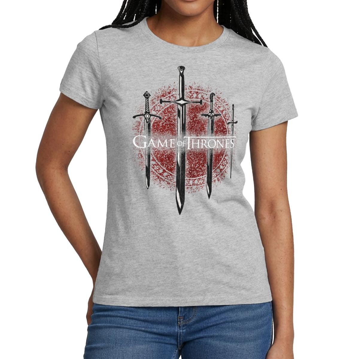 Spreadshirt T-Shirt Game Of Thrones Schwerter Der Häuser Frauen T-Shirt (1-tlg) Slim Fit, fällt klein aus