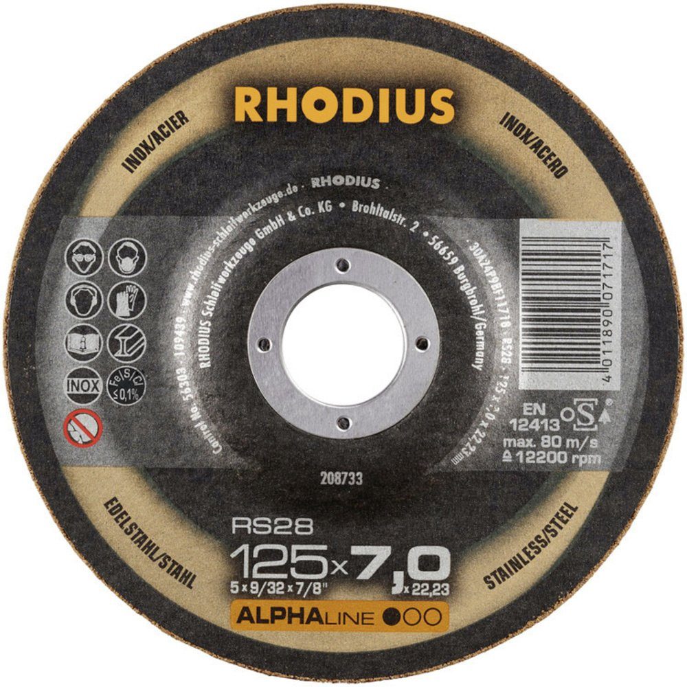 210752 mm Schruppscheibe Rhodius 125 Rhodius Durchmesser Schruppscheibe RS28 gekröpft Ø 125.00 Bohrung, mm