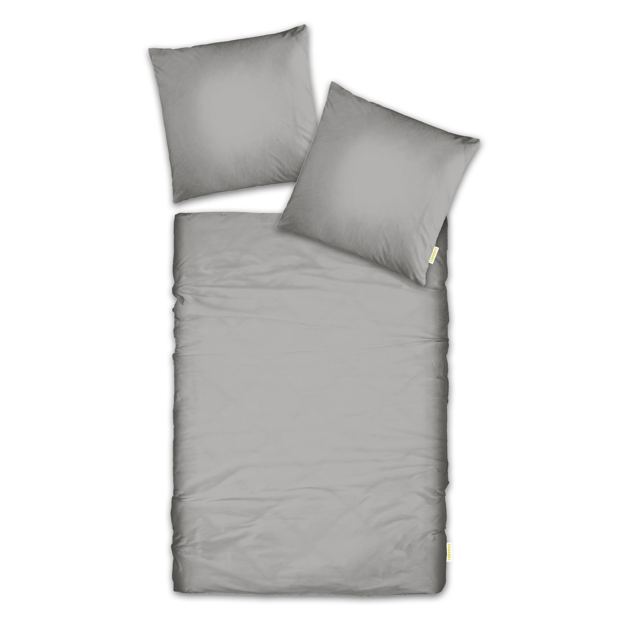 Bettwäsche Casabel Bettwäsche-Set aus Mako-Satin - Unifarben - Silber-Grau