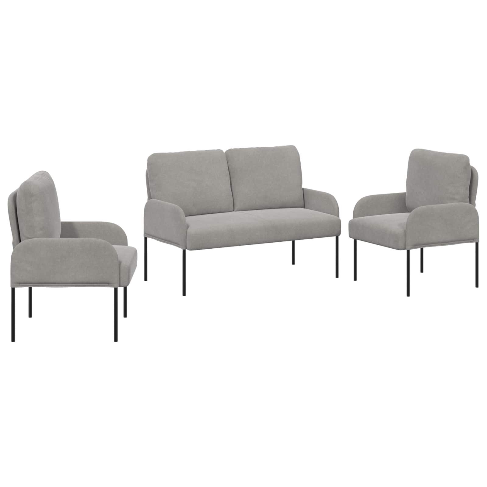 vidaXL Sofa Sofagarnituren 3 pcs Hellgrau 115 x 56 x 80 cm Sperrholz, 3 Teile