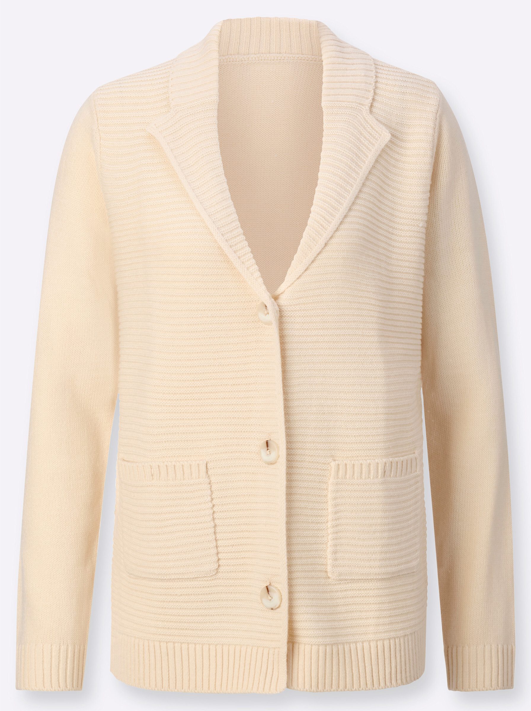 Sieh an! Strickjacke Cardigan Langarm Rippoptik, Jersey