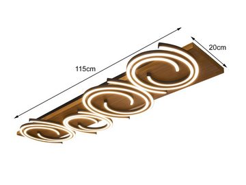 ECO-LIGHT LED Deckenleuchte, LED fest integriert, Warmweiß, flache Holz-Lampe für über-n Esstisch & Kücheninsel, Breite 115x20 cm