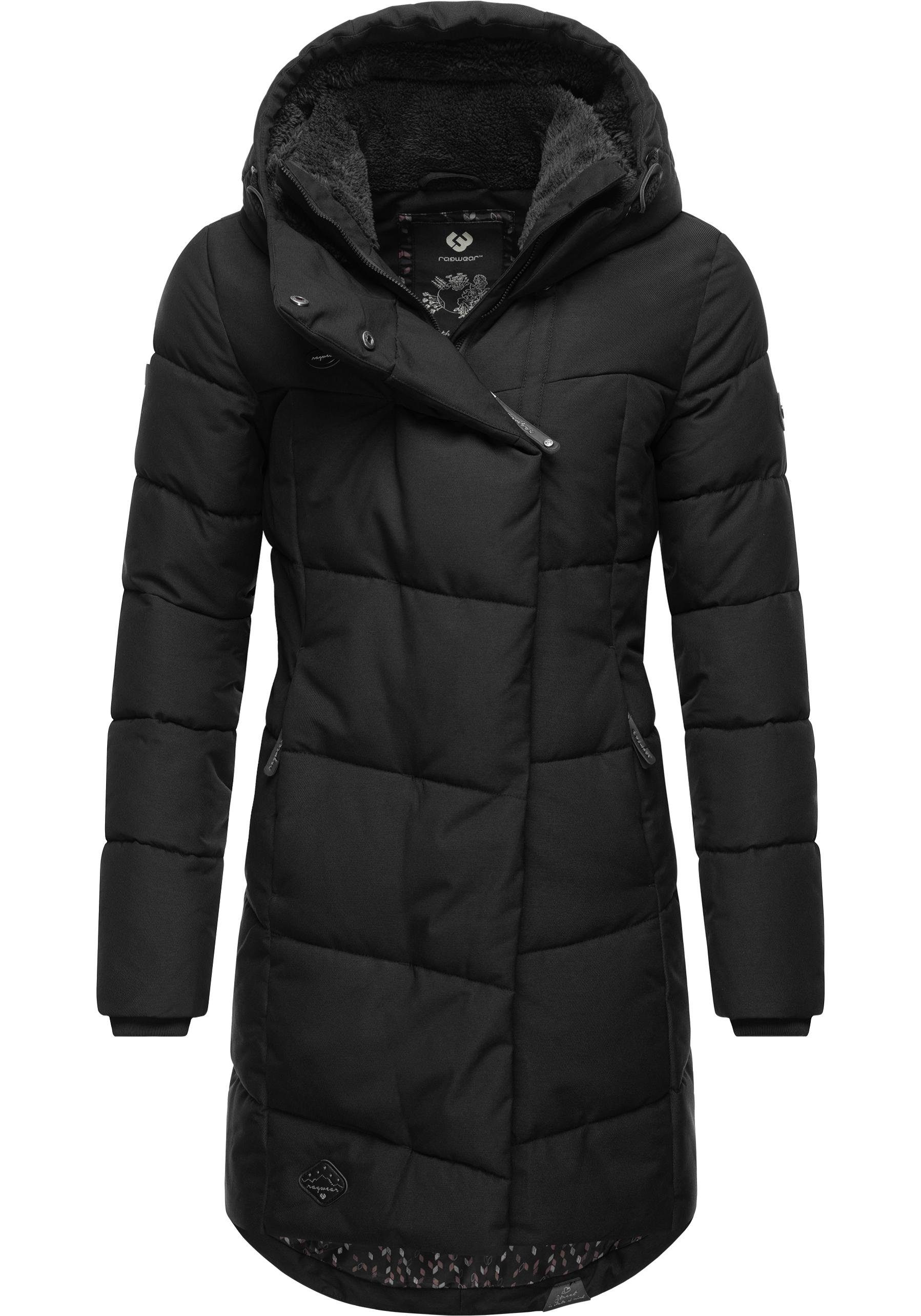 Ragwear Wintermantel Pavla stylischer Winterparka Kapuze shadow und mit Teddyfutter