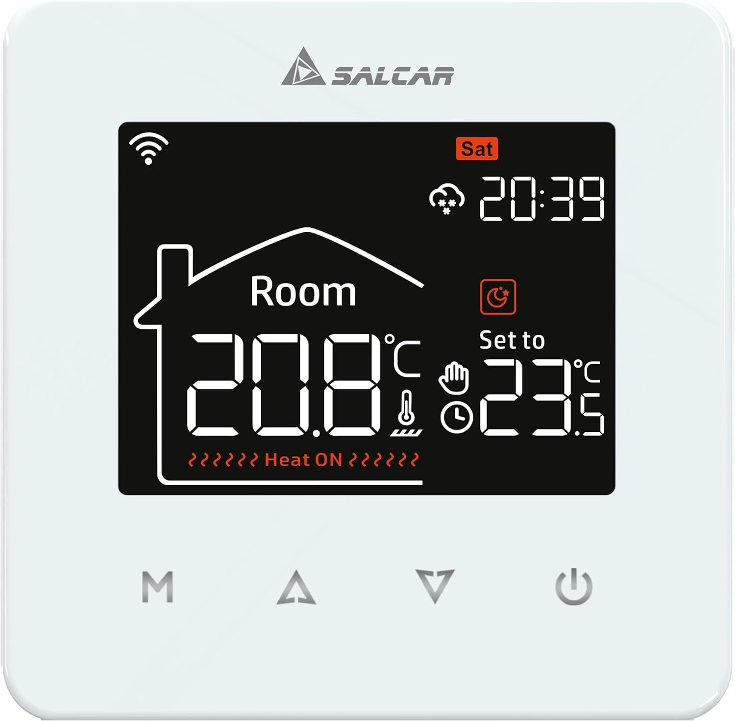 Salcar Heizkörperthermostat Thermostat Heizung LCD Touchscreen für Elektrische Raumthermostat, Digital Tuya Programmierbare Thermostate Weiß