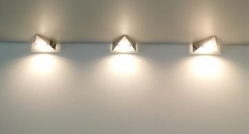 TRANGO LED Unterbauleuchte, 5er Set 6739-52 LED-Küchenunterbauleuchte *COOK* LED Einbauleuchte - Einbaustrahler aus Edelstahl inkl. 5x 4,8 Watt LED Modul 3000K warmweiß - direkt 230 Volt - beliebig erweiterbar, Schalter - Dreieckleuchte – Schrankleuchte