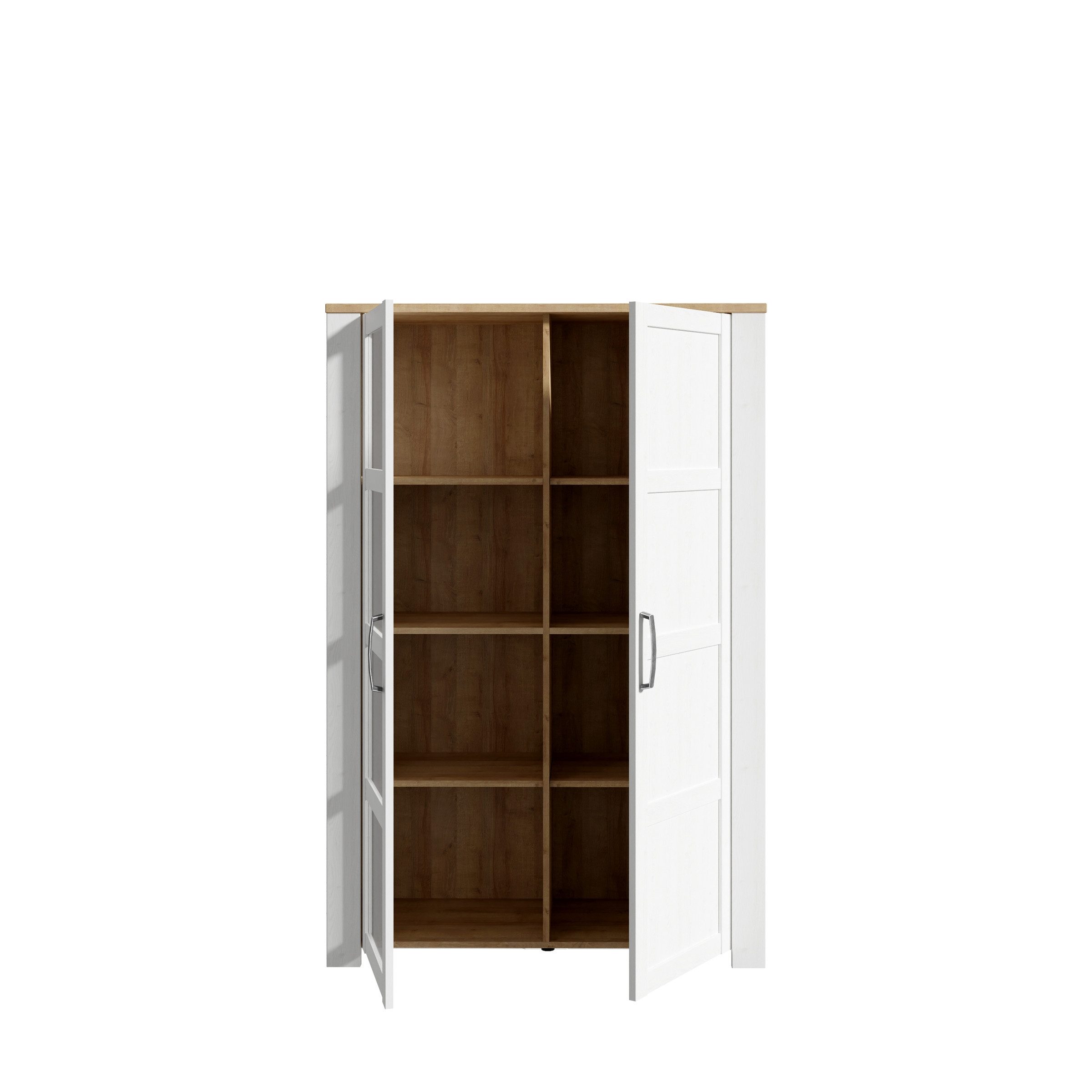 PREISBRECHER Stauraumvitrine BOHOL in Eiche Dekor / Sibiu - 106,4x160,6x42cm (BxHxT)