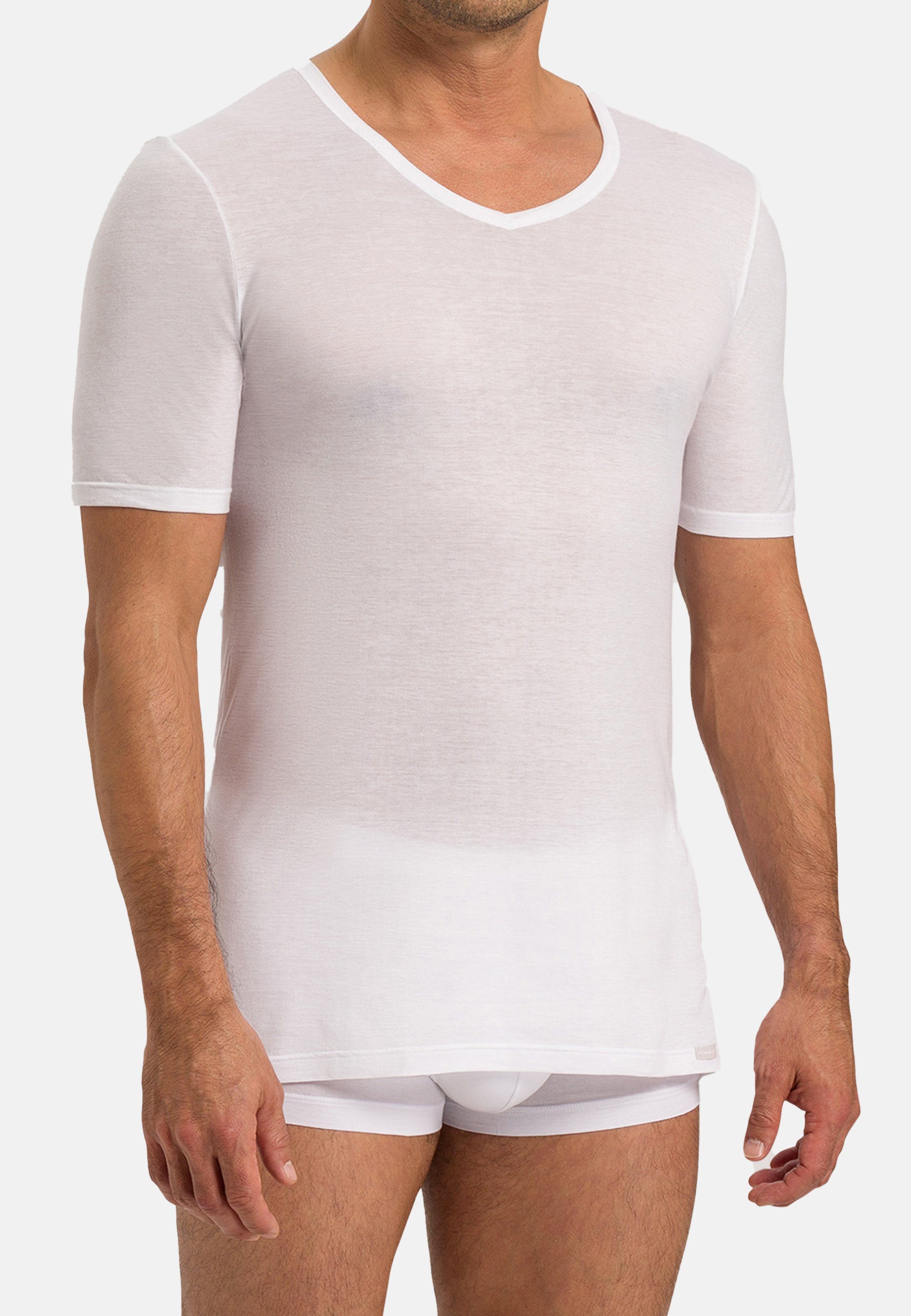 Hanro Unterhemd Unterhemd / Baumwolle - white Shirt - (1-St) Kurzarm Schnelltrocknend Ultralight