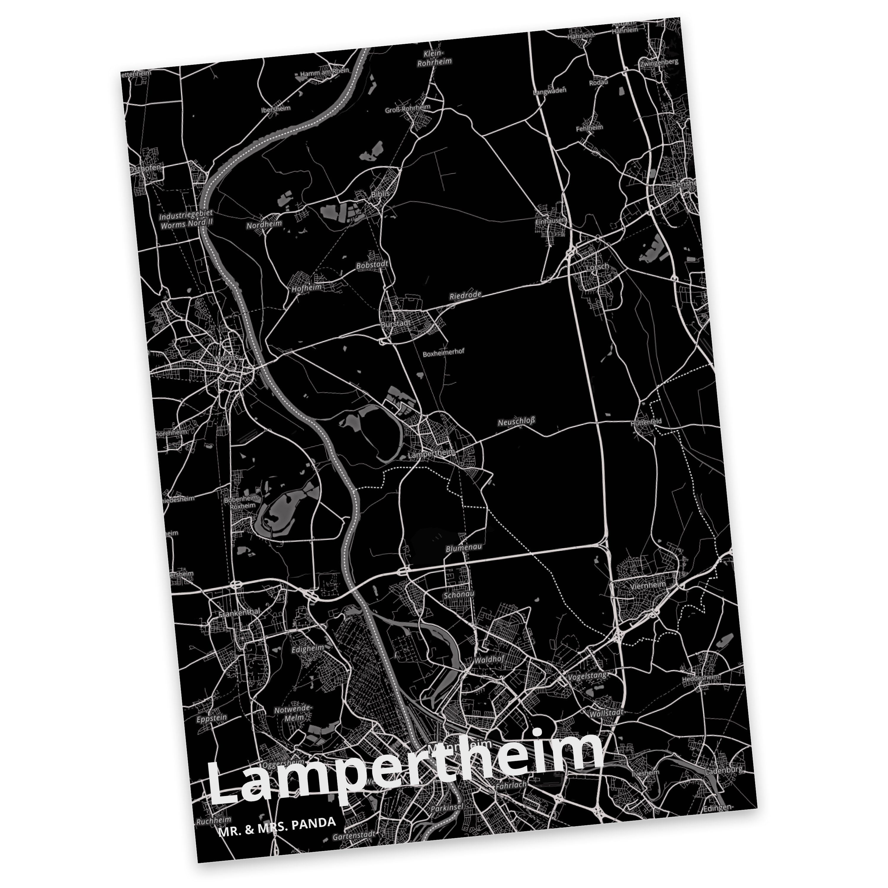 Mr. & Mrs. Panda Postkarte Lampertheim - Geschenk, Karte, Einladungskarte, Einladung, Stadt Dorf