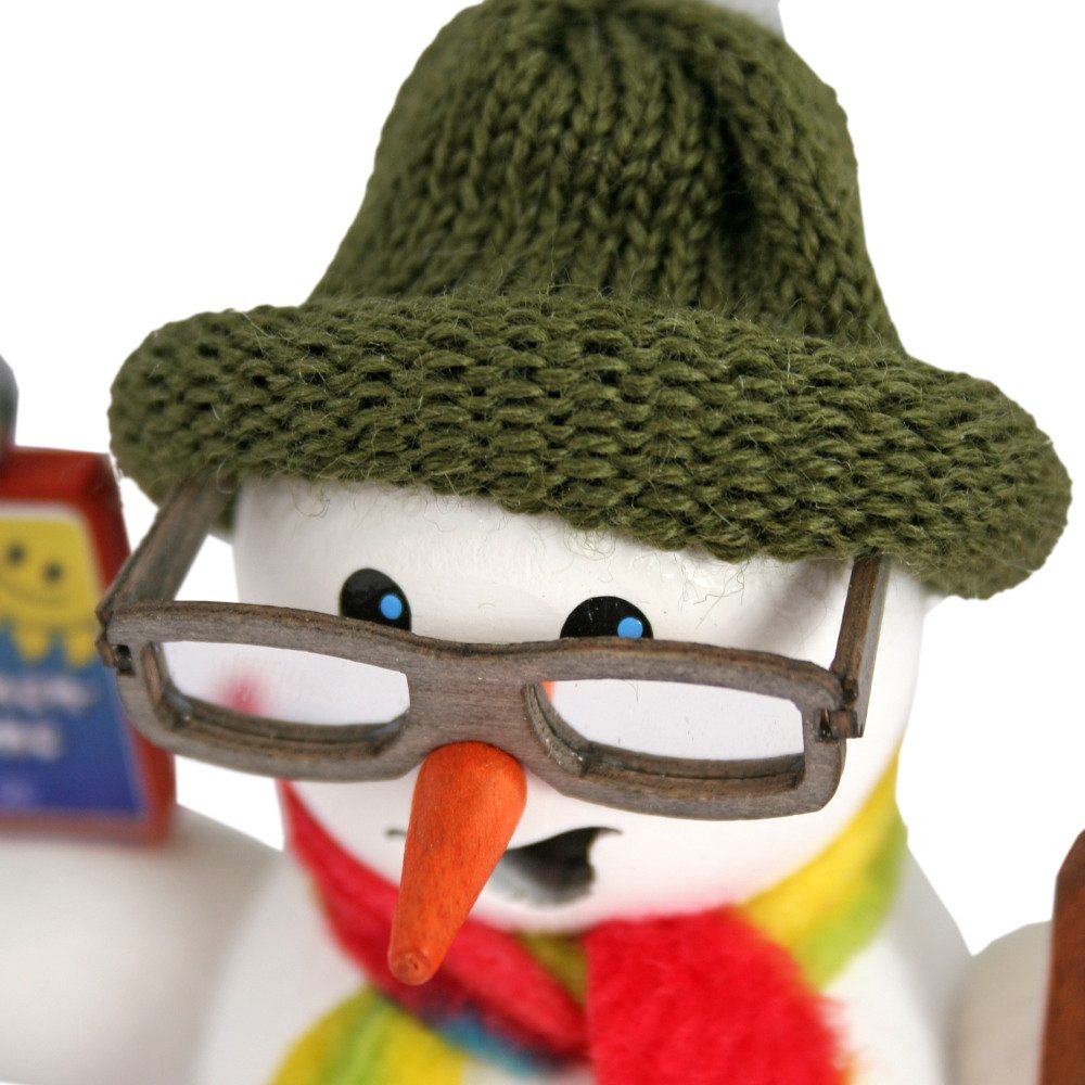 Kuhnert Räuchermännchen Räucherfigur - Apre´s Ski Schneemann - ca. 13 cm, aus Holz gefertigt - für Räucherkerzen der Größe M - Made in Germany