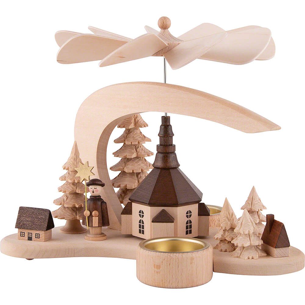 RATAGS Kunsthandwerk Weihnachtspyramide 1-stöckige Pyramide Massivholz Dorf Seiffen (17cm) von RATAGS Holzdesi